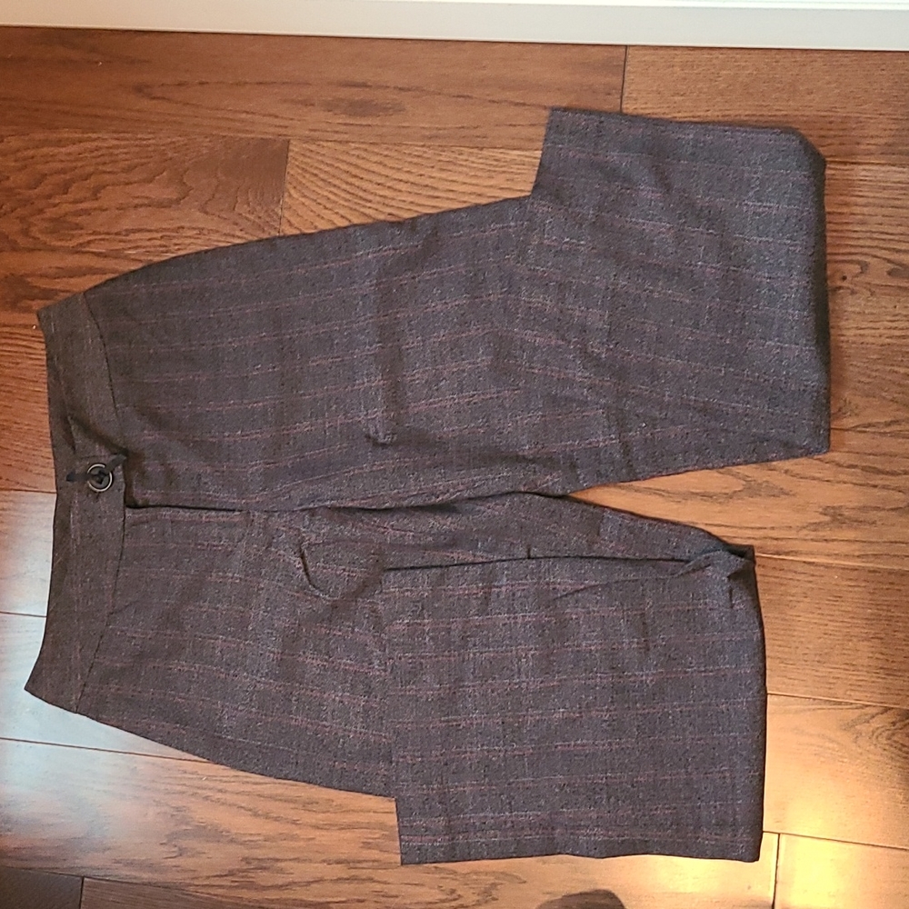 2/$25 Office pants, grey with faint stipe. 4Petites in good condition
